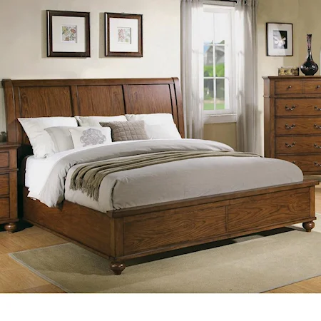 California King Sleigh Bed with Bun Feet